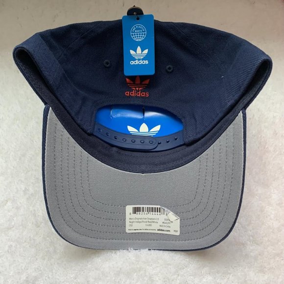 ✨NEW✨ adidas Originals Navy Snapback with Red Logo - adidas navy trefoil cap - Picture 4 of 5